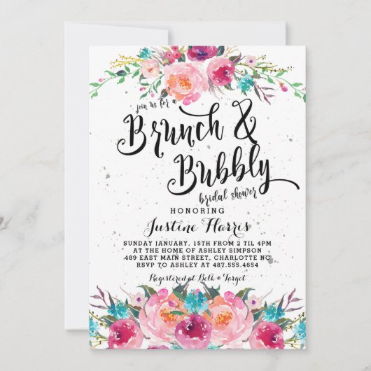 Brunch and bubbly Bridal Shower Invitation Kaart (Voorkant)