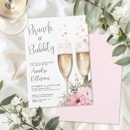 Brunch And Bubbly Floral Bridal Shower Kaart