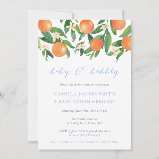 Brunch Baby shower for Boy; Baby en Bubble Kaart (Voorkant)