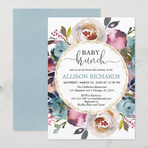 Brunch baby shower genderneutraal, blauwgroen bord kaart