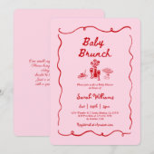 Brunch baby shower meisjes uitnodiging (Voorkant / Achterkant)