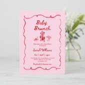 Brunch baby shower meisjes uitnodiging (Staand voorkant)