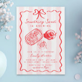Brunch Baby shower Snoepjes Koffieboog Roze Doodle Kaart