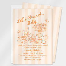 Brunch Baby Shower Uitnodiging | Oranje Strepen