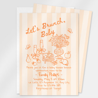 Brunch Baby Shower Uitnodiging | Oranje Strepen