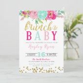 Brunch & Baby Summer Flowers Boho Gold Glitter Kaart (Staand voorkant)