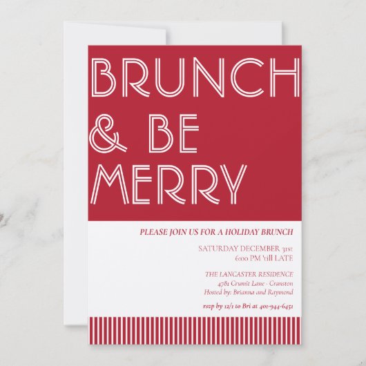 Brunch & Be Merry Green Red Kerstmis Brunch Kaart (Voorkant)