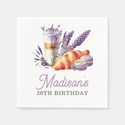 Brunch Birthday Waterverf Macarons and Croissant Servet (Voorkant)