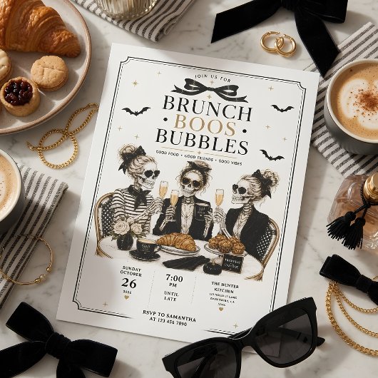 Brunch Boos & Bubbles Halloween Brunch Feestdagenkaart