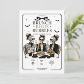 Brunch Boos & Bubbles Halloween Brunch Feestdagenkaart (Staand voorkant)