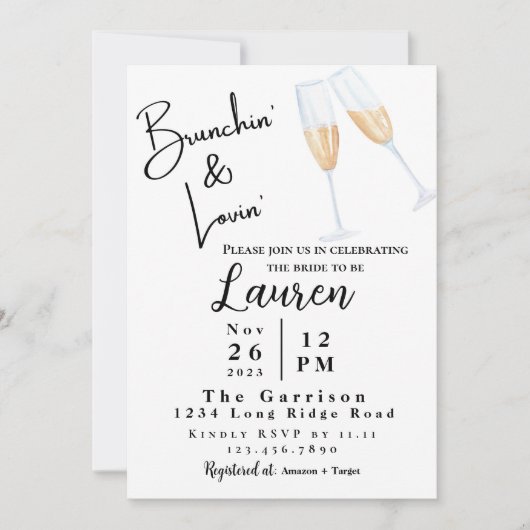Brunch Bridal doucheuitnodiging Brunchin' & Lovin' Kaart (Voorkant)