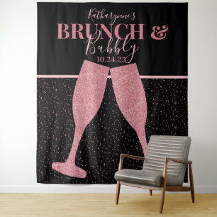 Brunch Bruisende Roze Glitter Champagne Achtergron Wandkleed