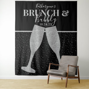Brunch Bruisende Zilveren Glitter Champagne Achter Wandkleed