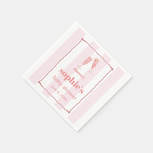 Brunch & bubbelrood en roze wavy servet (Hoek)