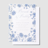 Brunch & Bubbels Blauw Chinoiserie Bruidsmeisjesfe Vellum Uitnodigingen (Offset)
