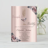 Brunch & Bubbels Bloemendruppels Bruidsuitnodiging Kaart (Staand voorkant)