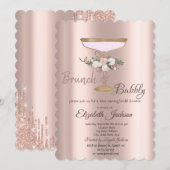 Brunch & Bubbels Bloemig Glas Bruidsdiner Kaart (Voorkant / Achterkant)