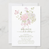 Brunch & Bubbels Bloemige Bruidsuitnodiging Kaart (Voorkant)