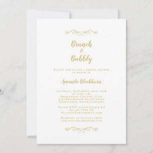 Brunch & Bubbels Elegante Gouden Bruidsdouche Fees Kaart