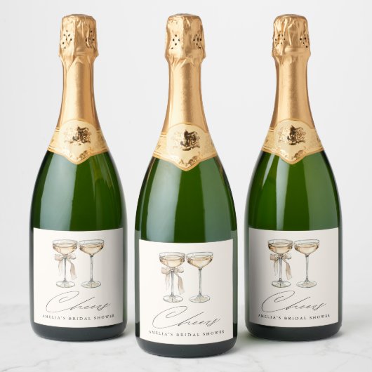 Brunch & Bubbels Waterverf Champagne Bruidsmeisjes Sparkling Wijnetiket (Flessen)