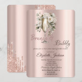 Brunch & Bubbels Witte Rozen Drips Bruidsmeisjesfe Kaart (Voorkant / Achterkant)