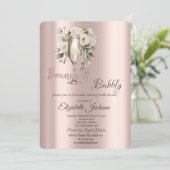Brunch & Bubbels Witte Rozen Drips Bruidsmeisjesfe Kaart (Staand voorkant)