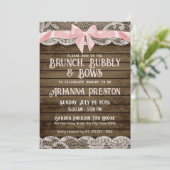 Brunch Bubble Barn Wood en Bows Baby shower Kaart (Staand voorkant)
