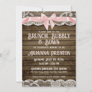 Brunch Bubble Barn Wood en Bows Baby shower Kaart