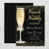 Brunch & Bubble Birthday Floral Invitation Kaart (Voorkant / Achterkant)