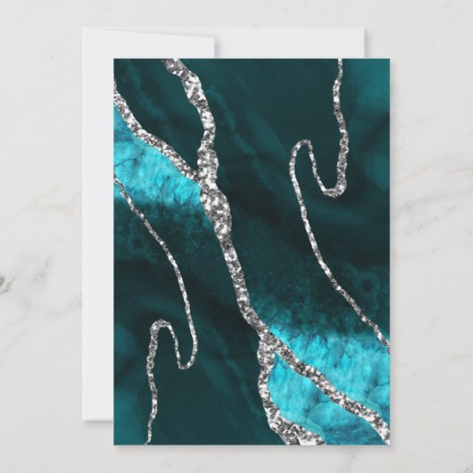 Brunch Bubble Blauwgroen Silver Glitter Agate Show Kaart (Achterkant)