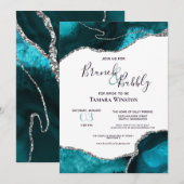 Brunch Bubble Blauwgroen Silver Glitter Agate Show Kaart (Voorkant / Achterkant)