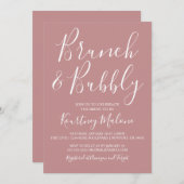 Brunch & Bubble Blush Bridal Shower Invitation Kaart (Voorkant / Achterkant)