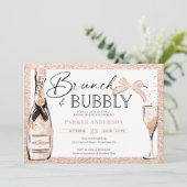 Brunch & Bubble Blush Gold Vrijgezellenfeest Kaart (Staand voorkant)