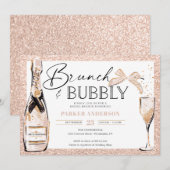 Brunch & Bubble Blush Gold Vrijgezellenfeest Kaart (Voorkant / Achterkant)