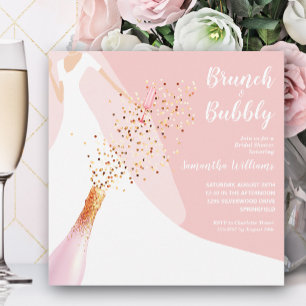 Brunch Bubble Blush Roos Bridal Shower Invitation