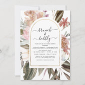 Brunch & Bubble Boho Burgundy Vrijgezellenfeest Kaart (Voorkant)