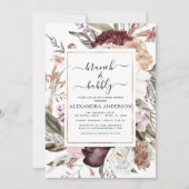 Brunch & Bubble Boho Burgundy Vrijgezellenfeest Kaart (Voorkant)