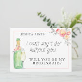 Brunch & Bubble Bridal Brunch Bridesmaid Kaart (Staand voorkant)