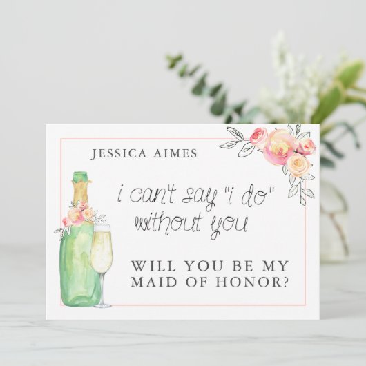 Brunch & Bubble Bridal Brunch Maid of Honor Kaart (Staand voorkant)