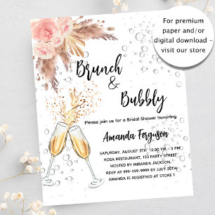 Brunch Bubble Bridal pampas budget uitnodiging Flyer