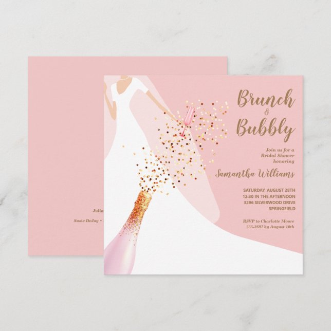 Brunch Bubble Bridal Shower Invitation (Voorkant / Achterkant)