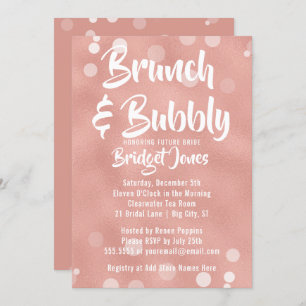 Brunch & Bubble Bridal Shower Invitation Roos Gold Kaart
