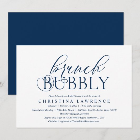 Brunch Bubble, Bride to be, Vrijgezellenfeest Invi Kaart (Voorkant / Achterkant)