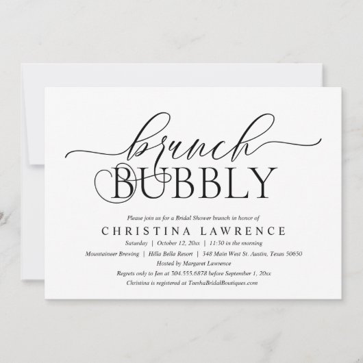 Brunch Bubble, Bride to be, Vrijgezellenfeest Invi Kaart (Voorkant)