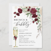 Brunch & Bubble Burgundy Roos Vine, Vrijgezellenfe Kaart (Voorkant)