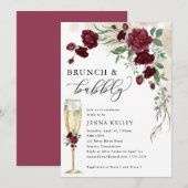 Brunch & Bubble Burgundy Roos Vine, Vrijgezellenfe Kaart (Voorkant / Achterkant)