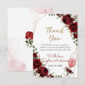 Brunch Bubble Burgundy Wine Roos Vrijgezellenfeest Bedankkaart (Voorkant / Achterkant)