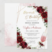 Brunch Bubble Burgundy Wine Roos Vrijgezellenfeest Kaart (Voorkant / Achterkant)