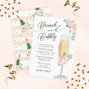Brunch & Bubble Champagne Bridal Shower Invitation Kaart