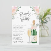 Brunch & Bubble Champagne Bridal Shower Invitation Kaart (Staand voorkant)